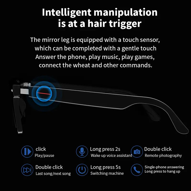 E13 Smart Glasses UV Protection Anti-Blue Light , Bluetooth Compatible for Men & Women , Multifunctional Wireless Glass fathersdaygift